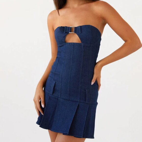 NWT PEPPERMAYO Case Closed Mini Dress Dark Indigo AU4/US0 - Picture 2 of 10